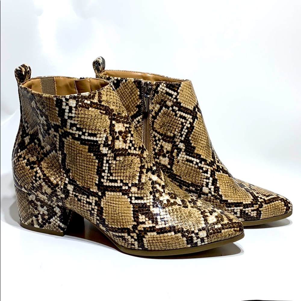 Snake print ankle boots